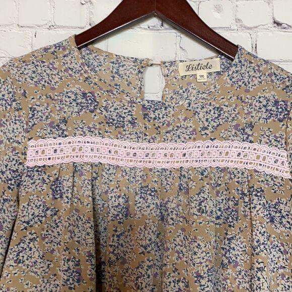 Listicle Ditsy Floral Babydoll Tunic Swing Dress M - Picture 5 of 9